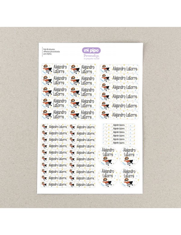 Pack 46 etiquetas adhesivas personalizadas para objetos Unicornio