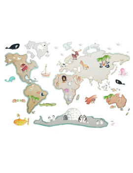Vinilo decorativo World Map XL Animals